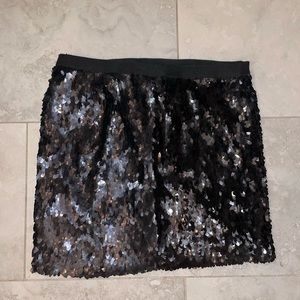 Black sequin mini skirt